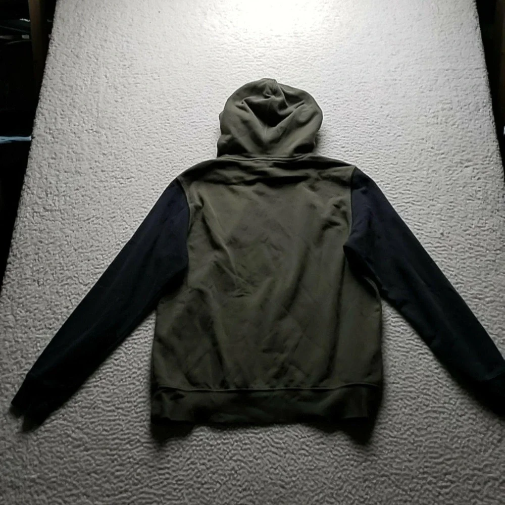 The North Face Hoodie Mens Medium Green Black Pullover Fleece Logo Kangaroo